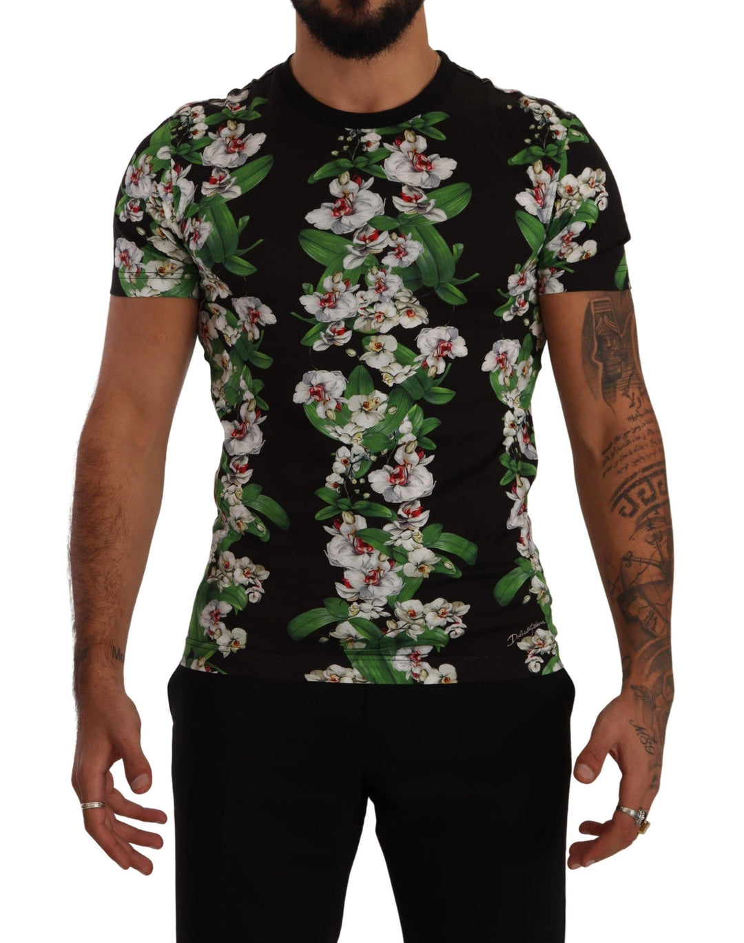 Dolce &amp; Gabbana Sample Sale Dolce &amp; Gabbana Black Floral Print Crewneck T-shirt - | Designer outlet