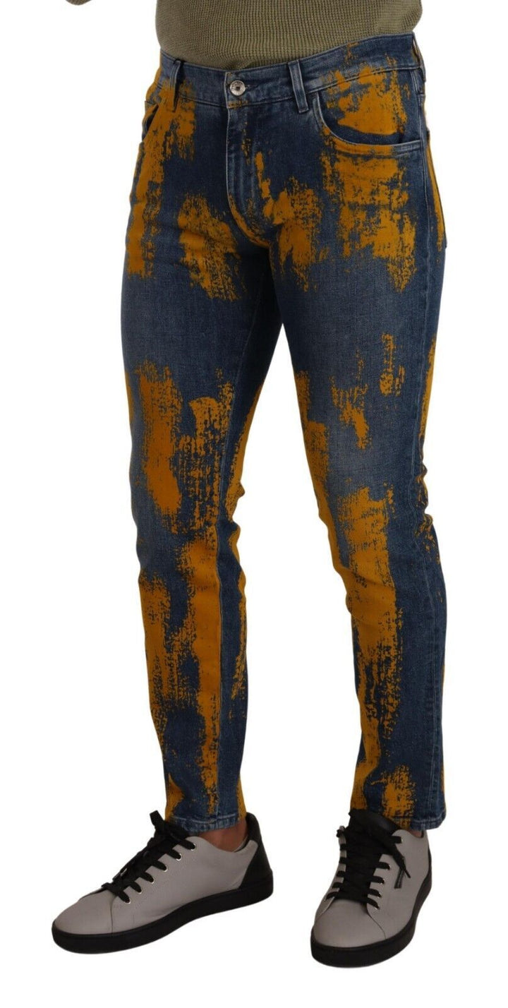Dolce &amp; Gabbana Sample Sale Dolce &amp; Gabbana Blue Yellow Dye Cotton Skinny Men Denim Jeans - | Designer outlet