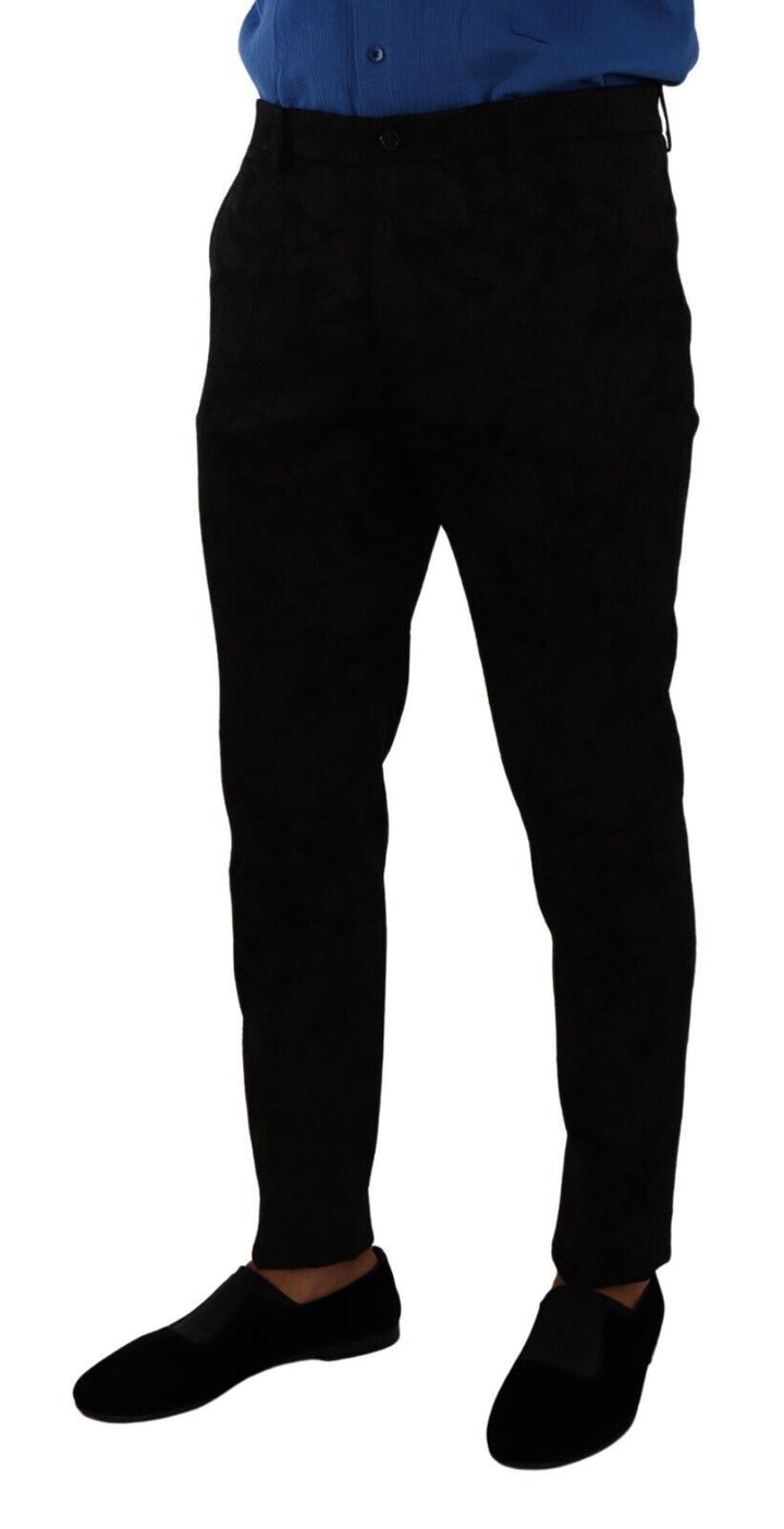 Dolce &amp; Gabbana Sample Sale Dolce &amp; Gabbana Black Brocade Skinny Formal Trouser Dress Pants - | Designer outlet