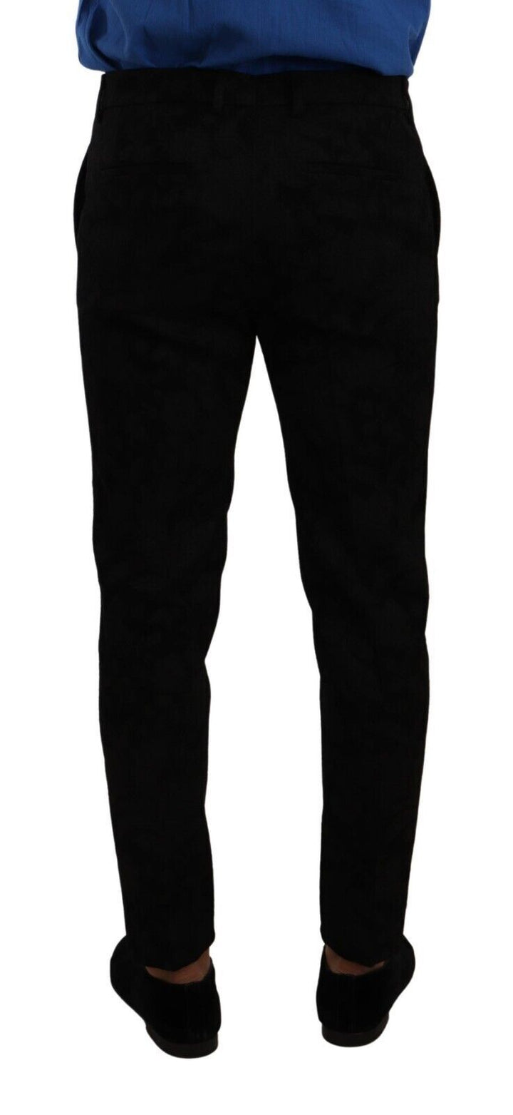 Dolce &amp; Gabbana Sample Sale Dolce &amp; Gabbana Black Brocade Skinny Formal Trouser Dress Pants - | Designer outlet