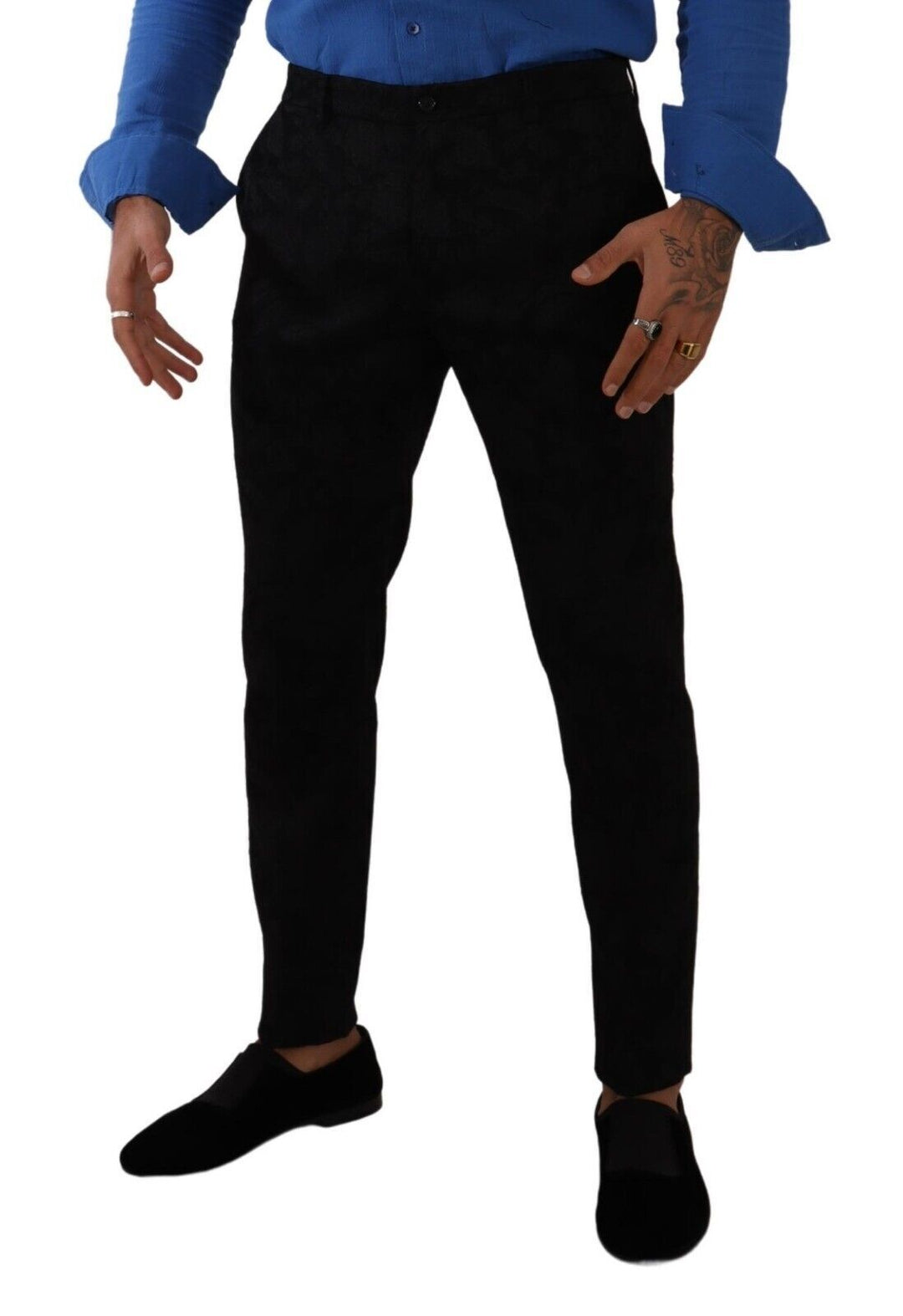 Dolce &amp; Gabbana Sample Sale Dolce &amp; Gabbana Black Brocade Skinny Formal Trouser Dress Pants - | Designer outlet