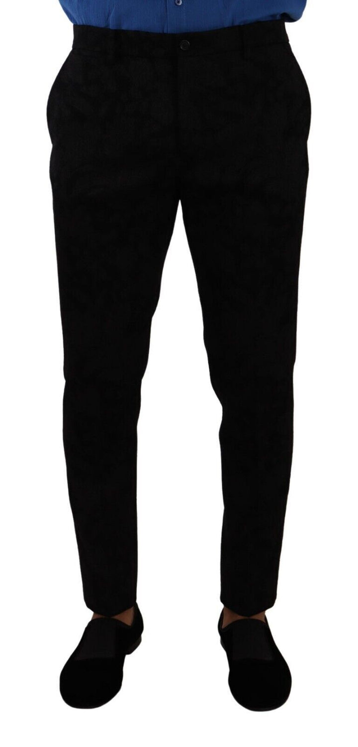 Dolce &amp; Gabbana Sample Sale Dolce &amp; Gabbana Black Brocade Skinny Formal Trouser Dress Pants - | Designer outlet