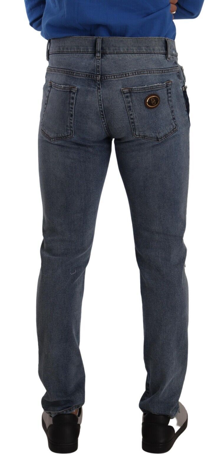 Dolce &amp; Gabbana Sample Sale Dolce &amp; Gabbana Blue Two Tone Tattered Cotton Slim Denim Jeans - | Designer outlet