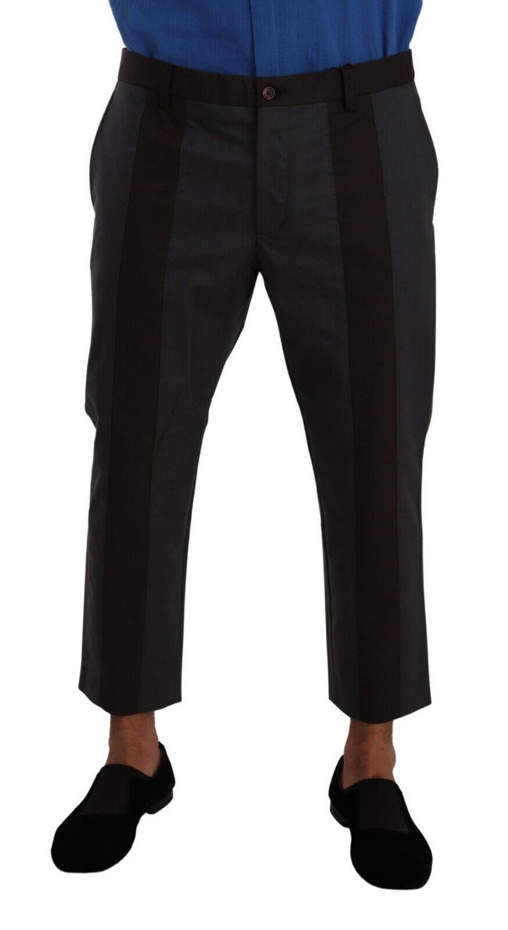 Dolce &amp; Gabbana Sample Sale Dolce &amp; Gabbana Gray Bordeaux Striped Cropped Trouser Pants - | Designer outlet