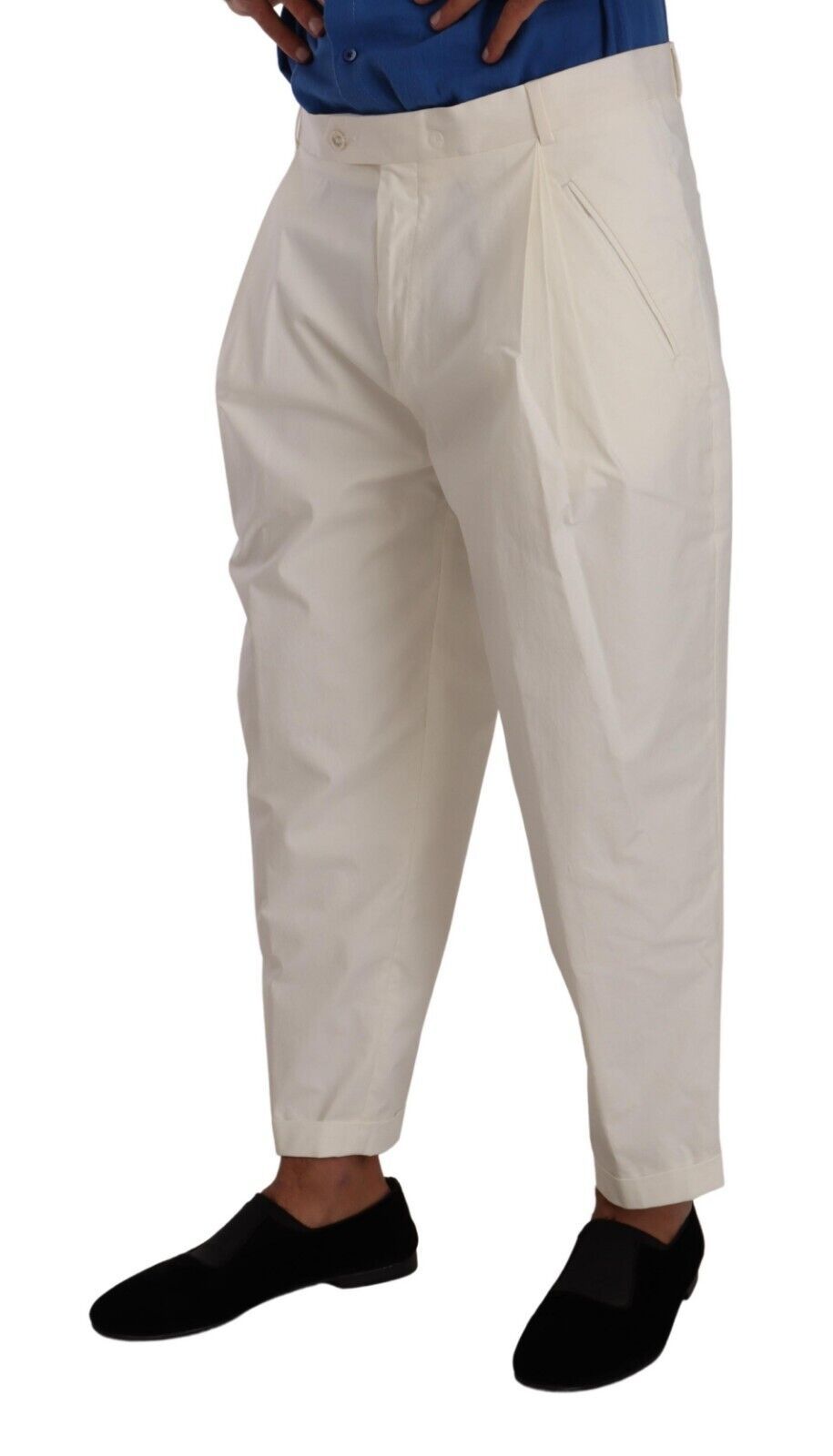 Dolce &amp; Gabbana Sample Sale Dolce &amp; Gabbana White Cotton Tapered Men Trouser Dress Pants - | Designer outlet