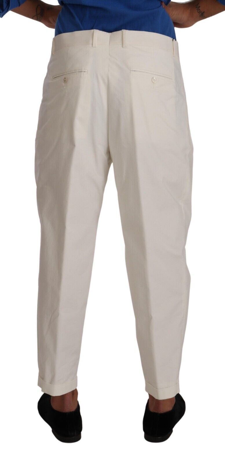 Dolce &amp; Gabbana Sample Sale Dolce &amp; Gabbana White Cotton Tapered Men Trouser Dress Pants - | Designer outlet