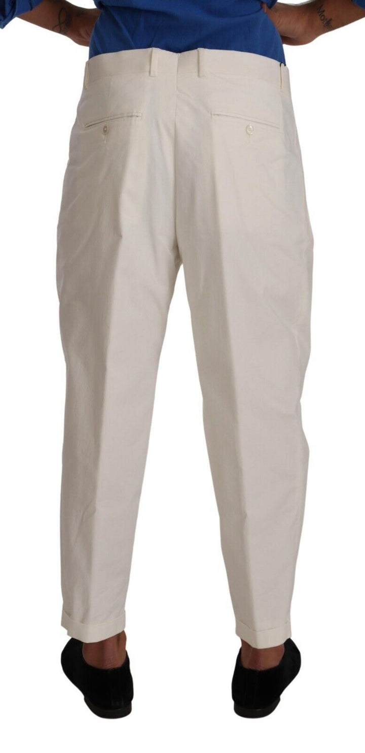 Dolce &amp; Gabbana Sample Sale Dolce &amp; Gabbana White Cotton Tapered Men Trouser Dress Pants - | Designer outlet