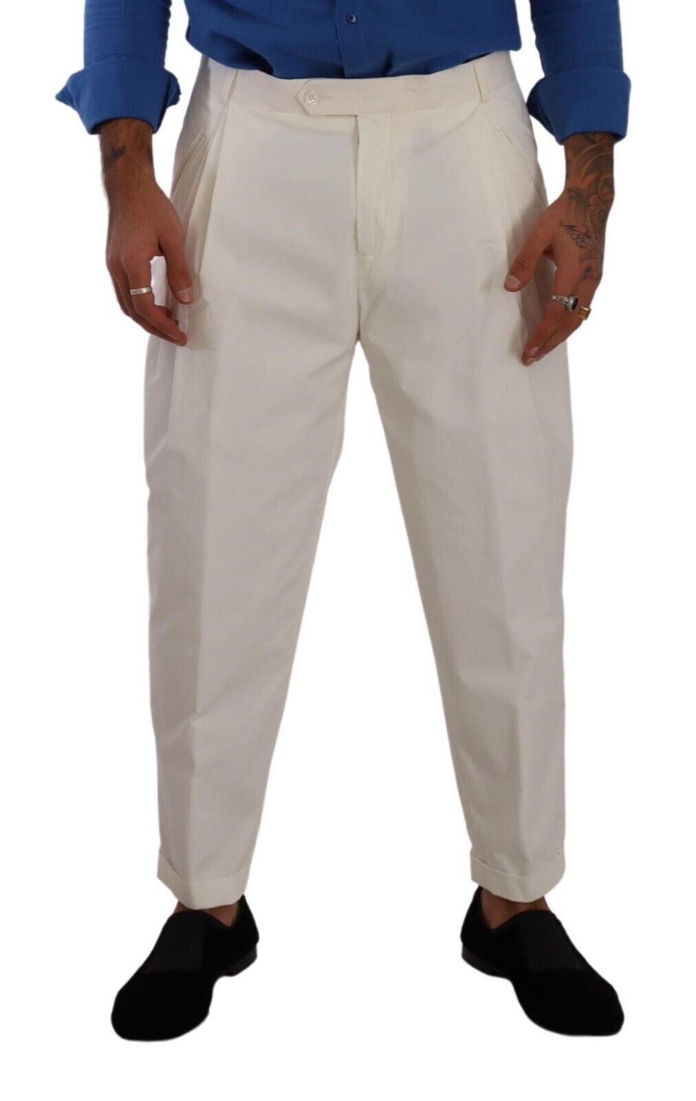 Dolce &amp; Gabbana Sample Sale Dolce &amp; Gabbana White Cotton Tapered Men Trouser Dress Pants - | Designer outlet