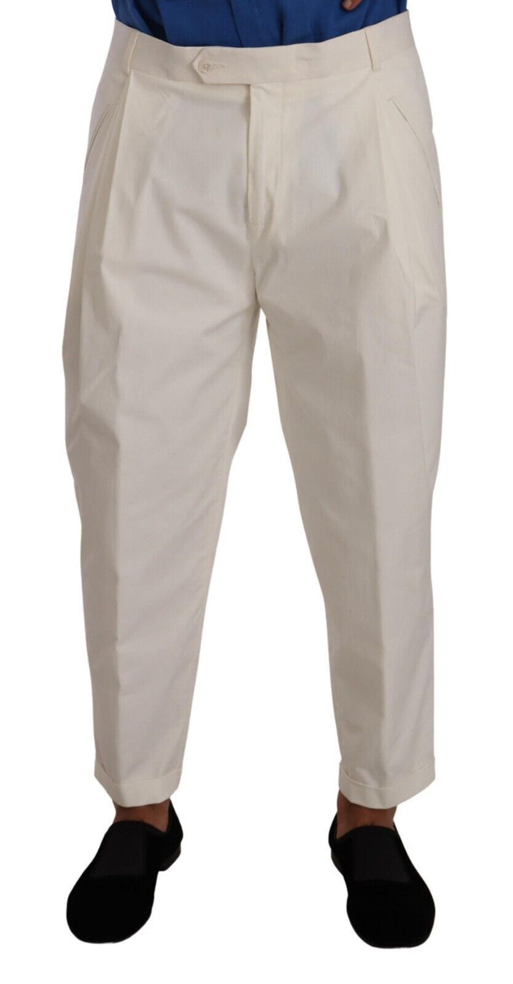 Dolce &amp; Gabbana Sample Sale Dolce &amp; Gabbana White Cotton Tapered Men Trouser Dress Pants - | Designer outlet