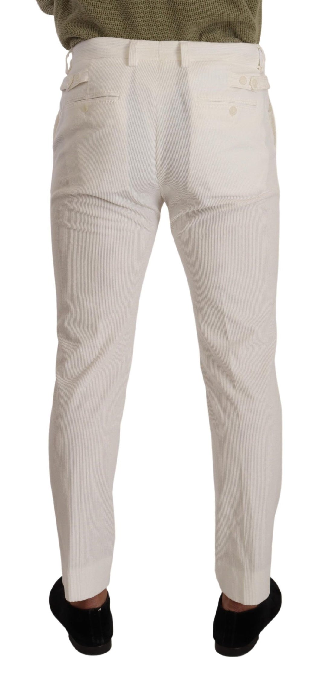 Dolce &amp; Gabbana Sample Sale Dolce &amp; Gabbana White Cotton Skinny Corduroy Trouser Pants - | Designer outlet