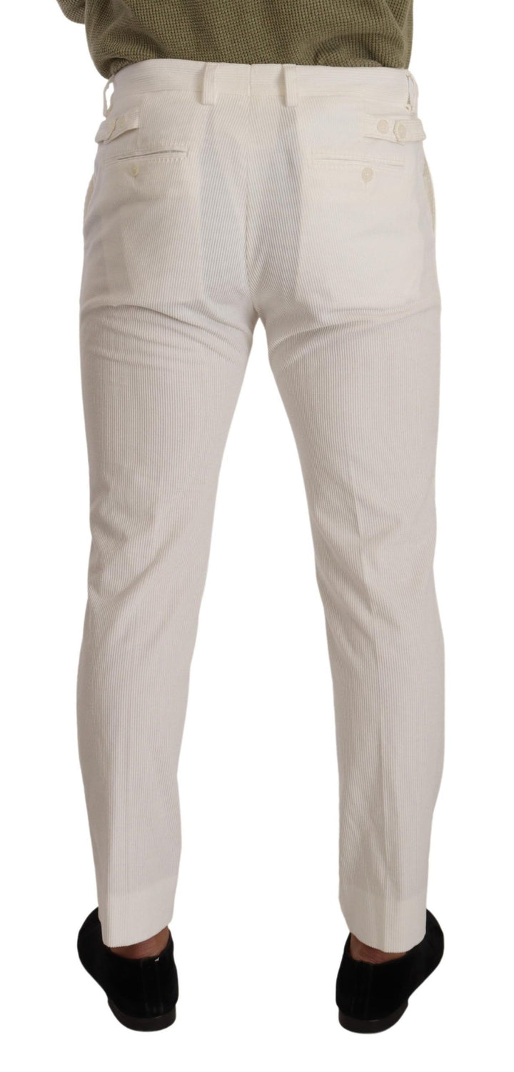 Dolce &amp; Gabbana Sample Sale Dolce &amp; Gabbana White Cotton Skinny Corduroy Trouser Pants - | Designer outlet