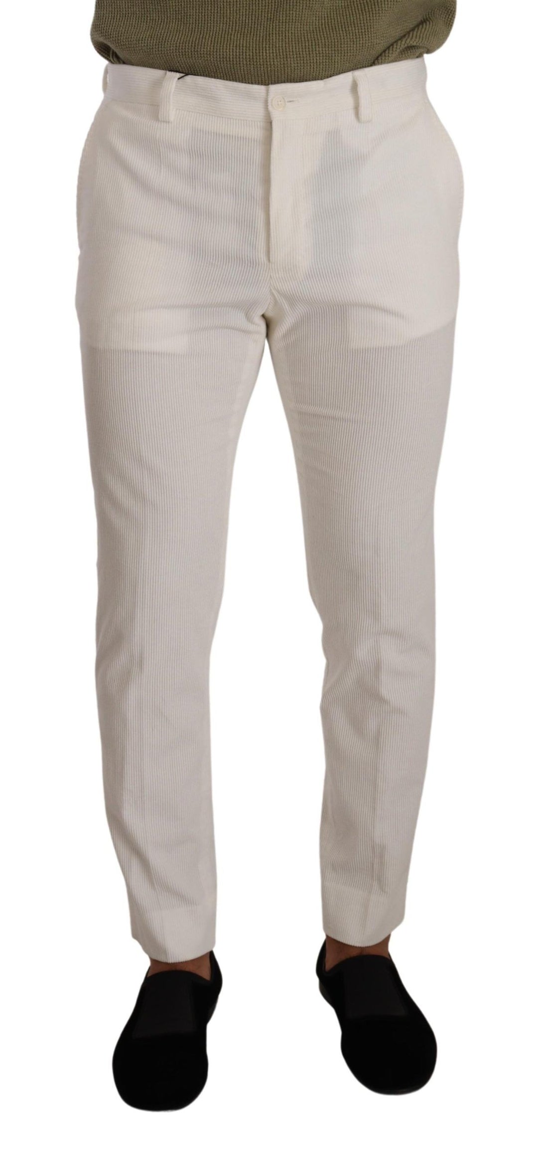 Dolce &amp; Gabbana Sample Sale Dolce &amp; Gabbana White Cotton Skinny Corduroy Trouser Pants - | Designer outlet
