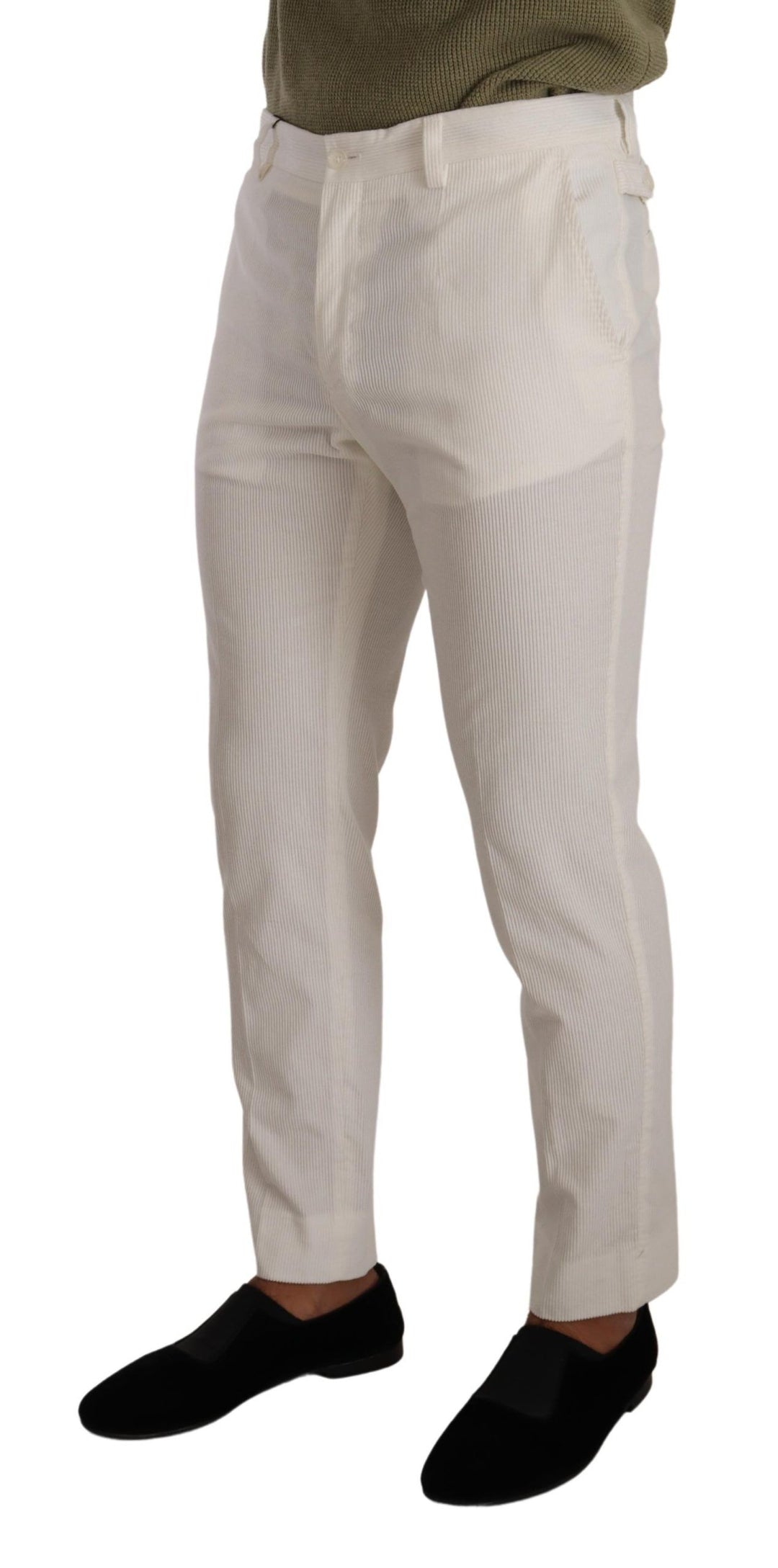 Dolce &amp; Gabbana Sample Sale Dolce &amp; Gabbana White Cotton Skinny Corduroy Trouser Pants - | Designer outlet