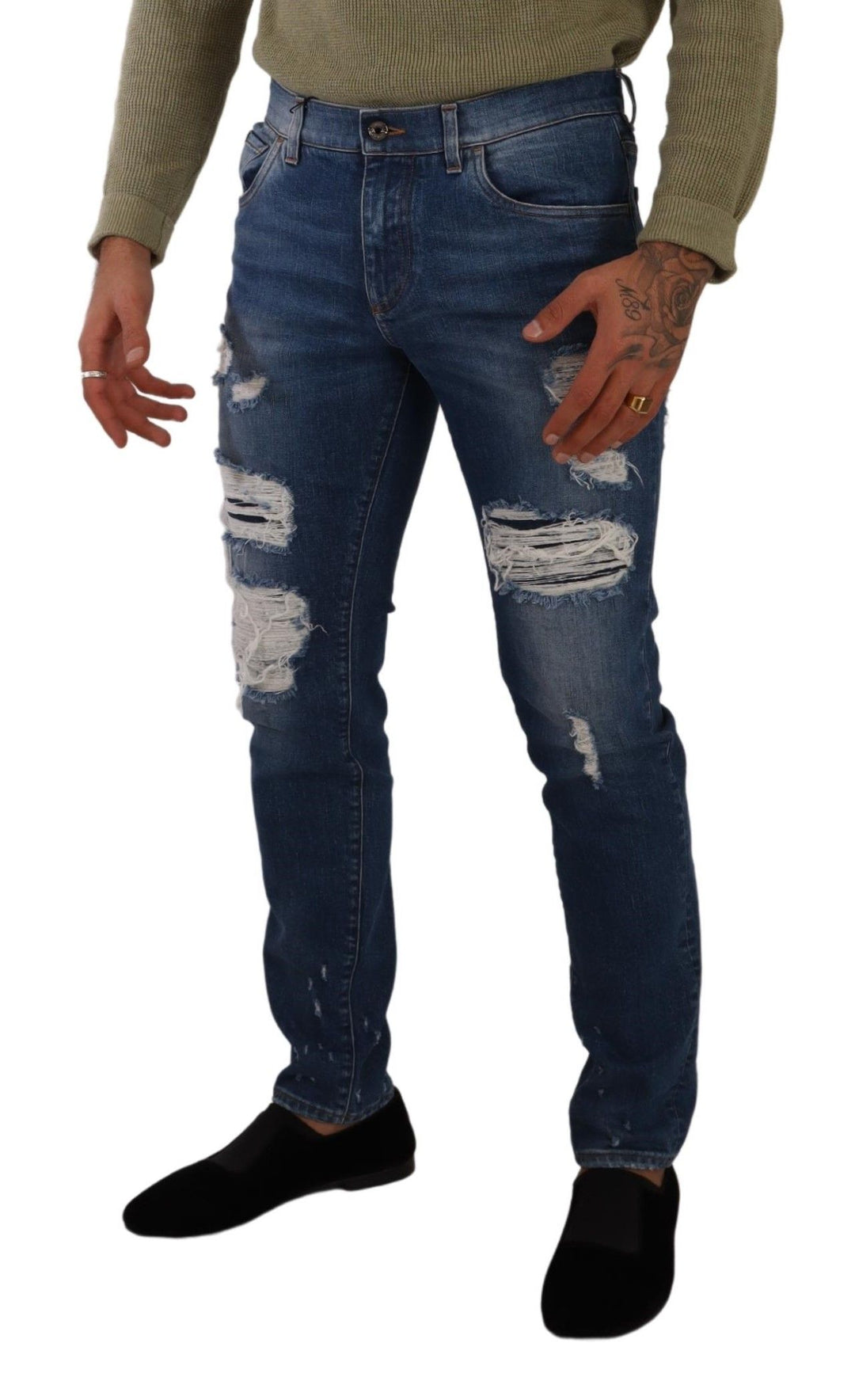 Dolce &amp; Gabbana Sample Sale Dolce &amp; Gabbana Blue Wash Cotton Stretch Slim Fit Denim Jeans - | Designer outlet