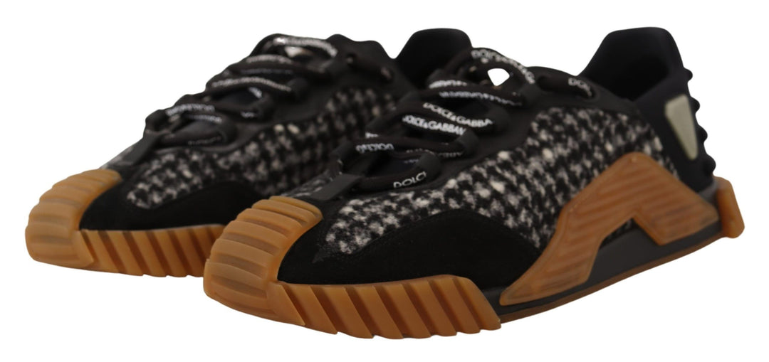 Dolce &amp; Gabbana Black White Fabric Lace Up NS1 Sneakers by Dolce &amp; Gabbana outlet now on sale