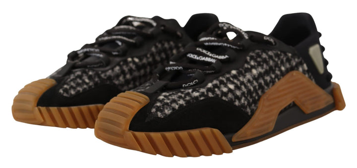 Dolce &amp; Gabbana Black White Fabric Lace Up NS1 Sneakers by Dolce &amp; Gabbana outlet now on sale