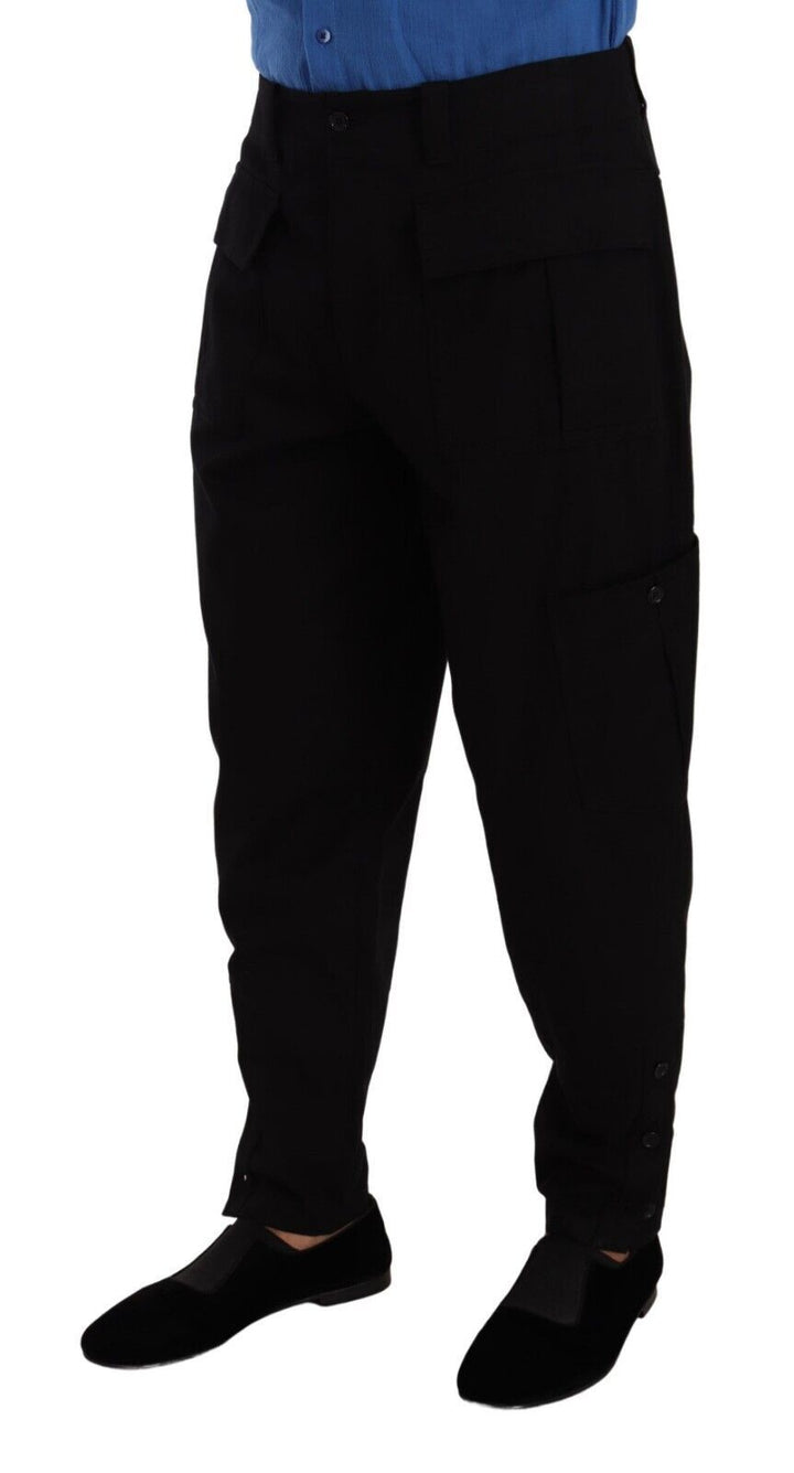 Dolce &amp; Gabbana Sample Sale Dolce &amp; Gabbana Black Cotton Stretch Tapered Cargo Pants - | Designer outlet