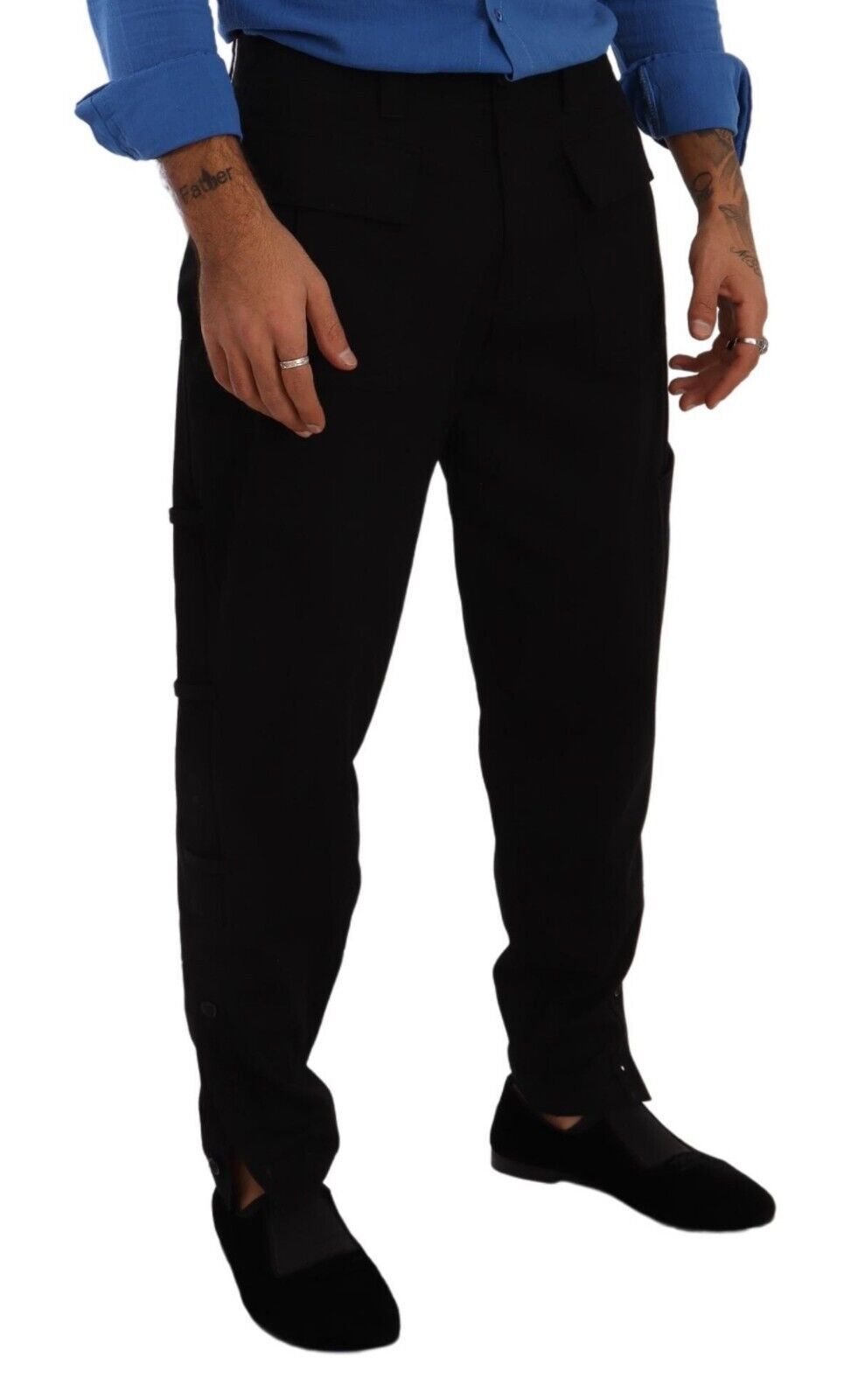 Dolce &amp; Gabbana Sample Sale Dolce &amp; Gabbana Black Cotton Stretch Tapered Cargo Pants - | Designer outlet