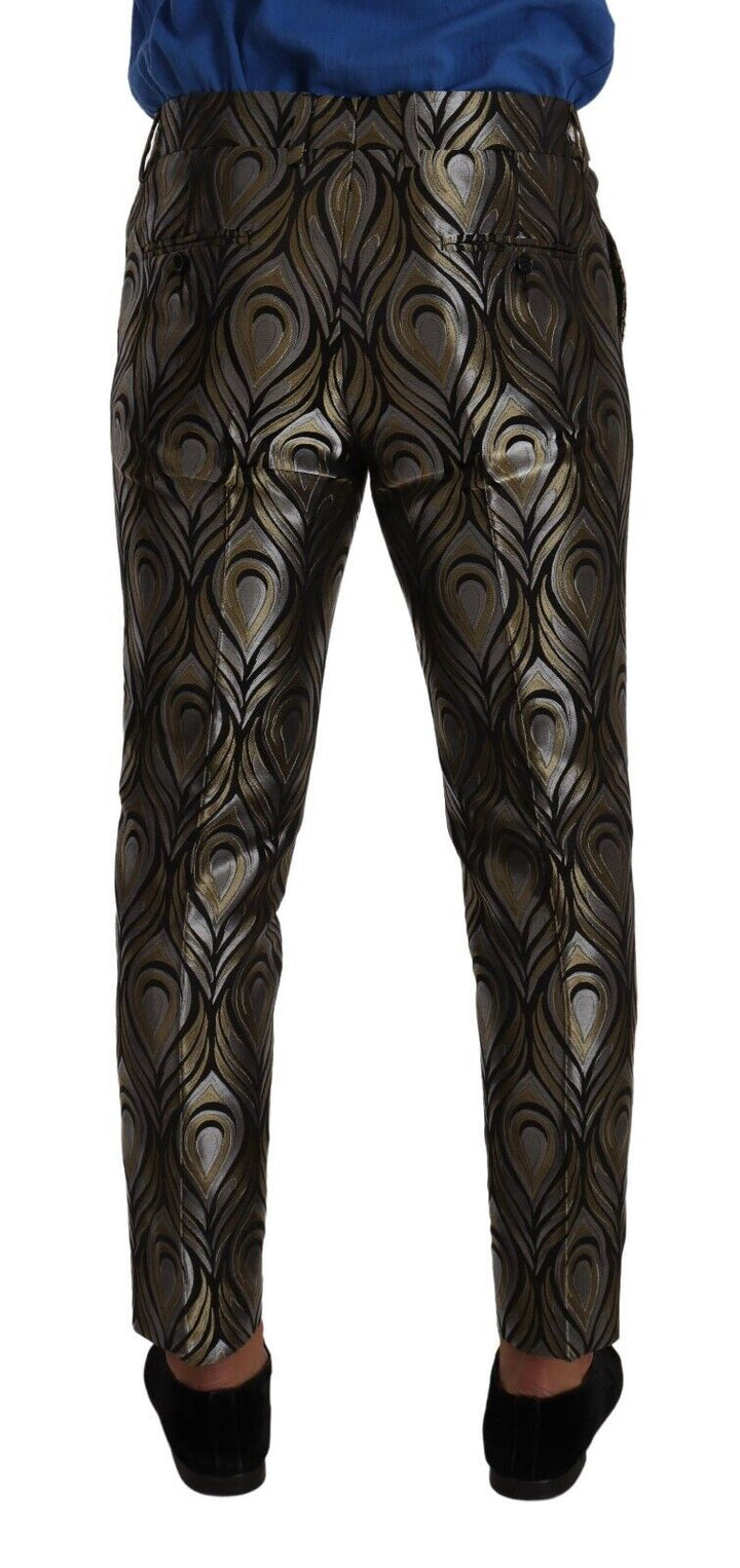 Dolce &amp; Gabbana Sample Sale Dolce &amp; Gabbana Silver Gold Jacquard Men Trouser Dress Pants - | Designer outlet