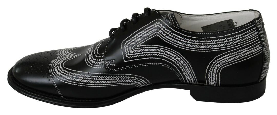 Dolce &amp; Gabbana Black Leather Derby Formal White Lace Shoes by Dolce &amp; Gabbana outlet now on sale