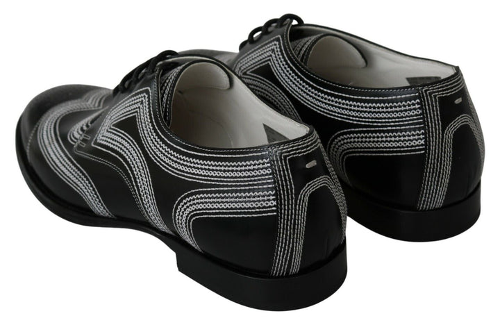 Dolce &amp; Gabbana Black Leather Derby Formal White Lace Shoes by Dolce &amp; Gabbana outlet now on sale
