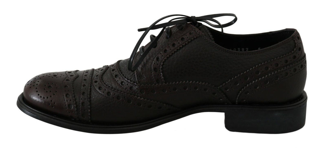 Dolce &amp; Gabbana Brown Leather Wingtip Derby Formal Shoes by Dolce &amp; Gabbana outlet now on sale