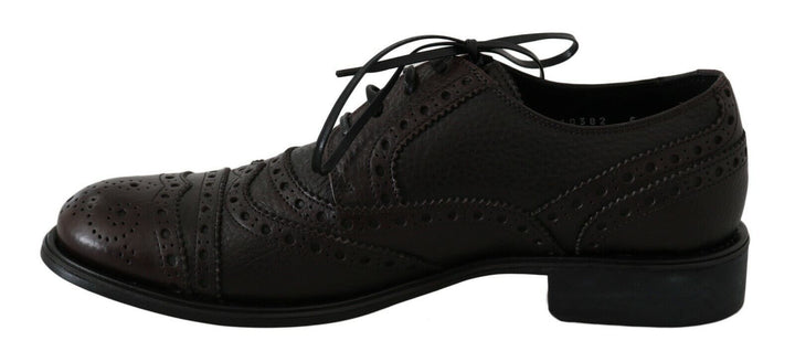 Dolce &amp; Gabbana Brown Leather Wingtip Derby Formal Shoes by Dolce &amp; Gabbana outlet now on sale
