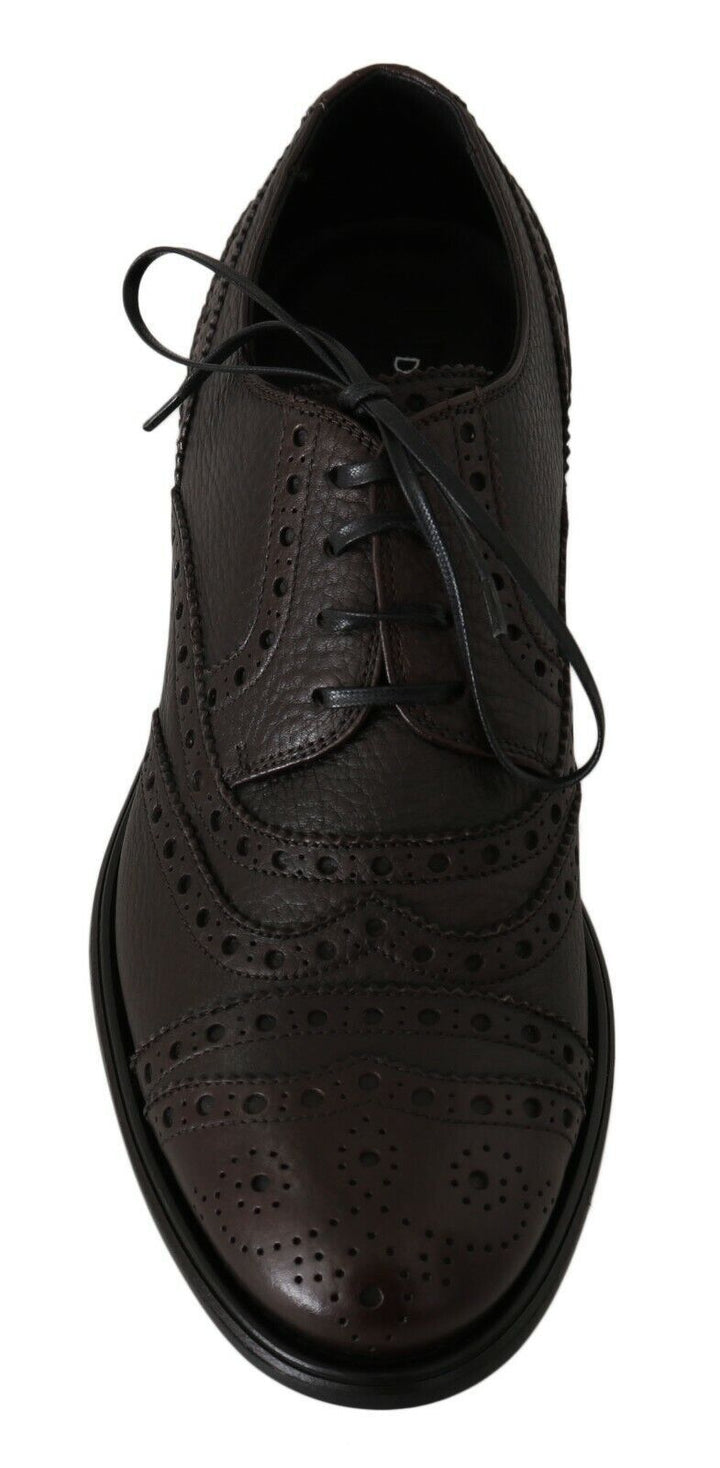 Dolce &amp; Gabbana Brown Leather Wingtip Derby Formal Shoes by Dolce &amp; Gabbana outlet now on sale