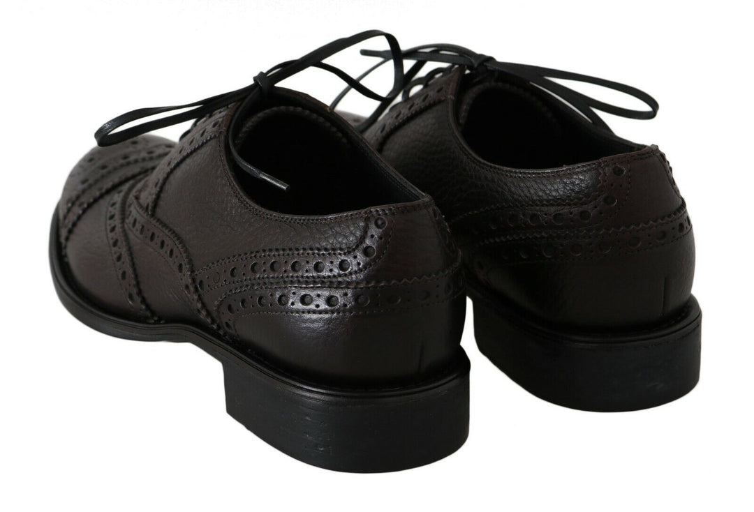 Dolce &amp; Gabbana Brown Leather Wingtip Derby Formal Shoes by Dolce &amp; Gabbana outlet now on sale