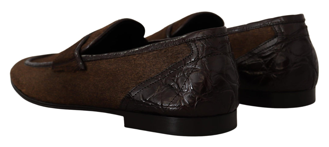 Dolce & Gabbana Shoes Dress Loafers Brown Leather Slip Shoes by Dolce & Gabbana outlet now on sale