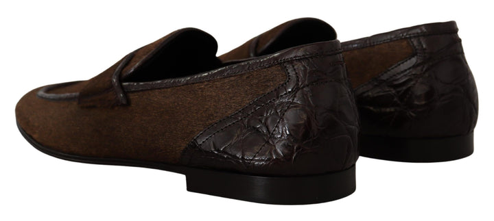 Dolce & Gabbana Shoes Dress Loafers Brown Leather Slip Shoes by Dolce & Gabbana outlet now on sale