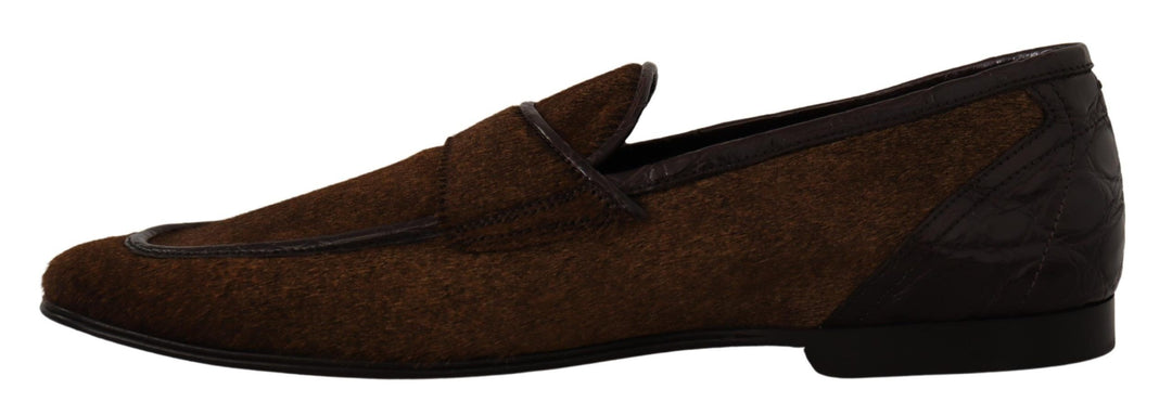 Dolce & Gabbana Shoes Dress Loafers Brown Leather Slip Shoes by Dolce & Gabbana outlet now on sale