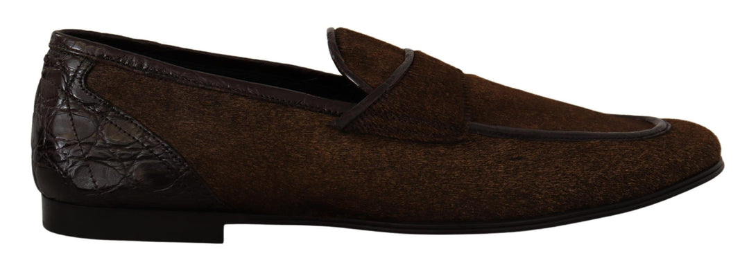 Dolce & Gabbana Shoes Dress Loafers Brown Leather Slip Shoes by Dolce & Gabbana outlet now on sale