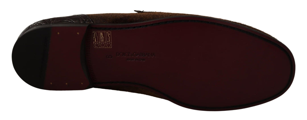 Dolce & Gabbana Shoes Dress Loafers Brown Leather Slip Shoes by Dolce & Gabbana outlet now on sale