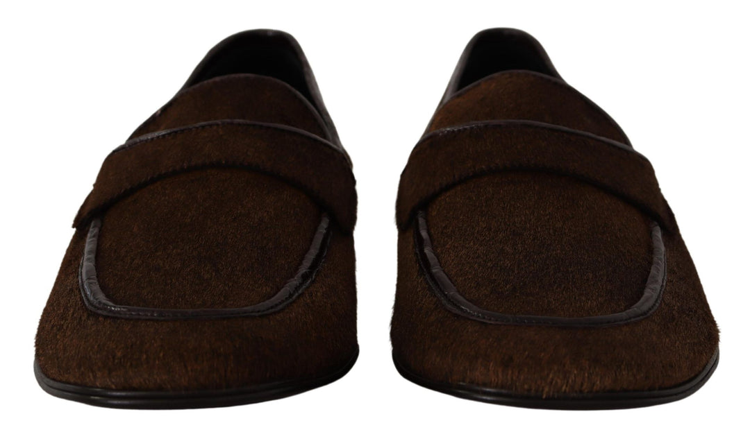 Dolce & Gabbana Shoes Dress Loafers Brown Leather Slip Shoes by Dolce & Gabbana outlet now on sale