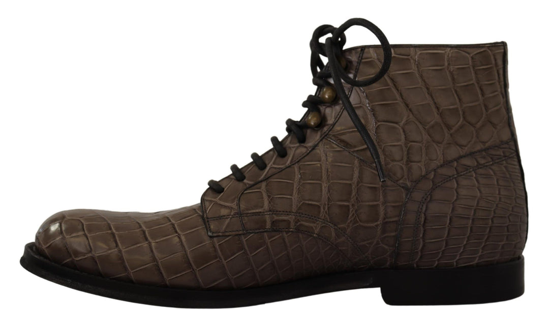 Dolce &amp; Gabbana Sample Sale Dolce &amp; Gabbana Gray Crocodile Leather Derby Boots - | Designer outlet