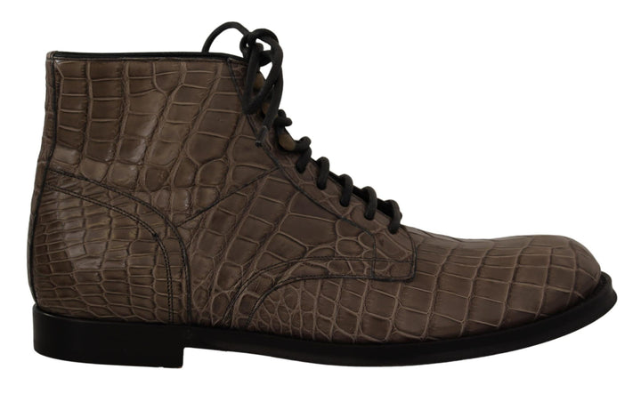 Dolce &amp; Gabbana Sample Sale Dolce &amp; Gabbana Gray Crocodile Leather Derby Boots - | Designer outlet