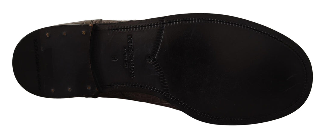 Dolce &amp; Gabbana Sample Sale Dolce &amp; Gabbana Gray Crocodile Leather Derby Boots - | Designer outlet