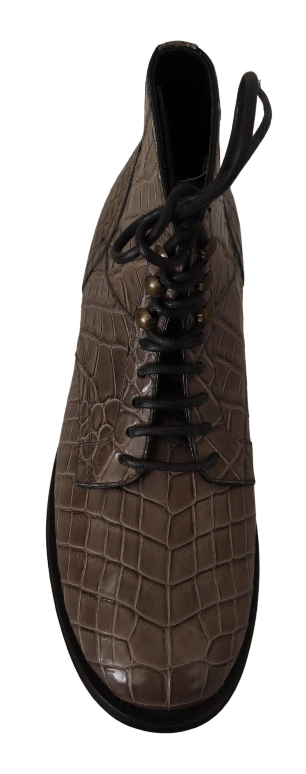 Dolce &amp; Gabbana Sample Sale Dolce &amp; Gabbana Gray Crocodile Leather Derby Boots - | Designer outlet