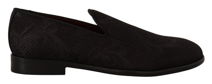 Dolce &amp; Gabbana Sample Sale Dolce &amp; Gabbana Black Floral Brocade Slippers Loafers Shoes - | Designer outlet