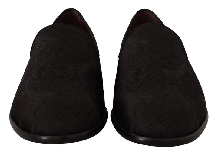 Dolce &amp; Gabbana Sample Sale Dolce &amp; Gabbana Black Floral Brocade Slippers Loafers Shoes - | Designer outlet
