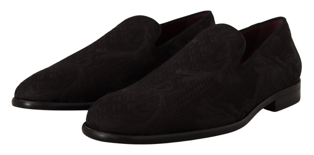 Dolce &amp; Gabbana Sample Sale Dolce &amp; Gabbana Black Floral Brocade Slippers Loafers Shoes - | Designer outlet