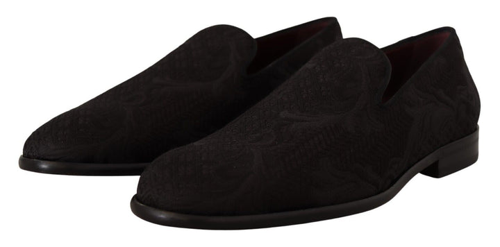 Dolce &amp; Gabbana Sample Sale Dolce &amp; Gabbana Black Floral Brocade Slippers Loafers Shoes - | Designer outlet