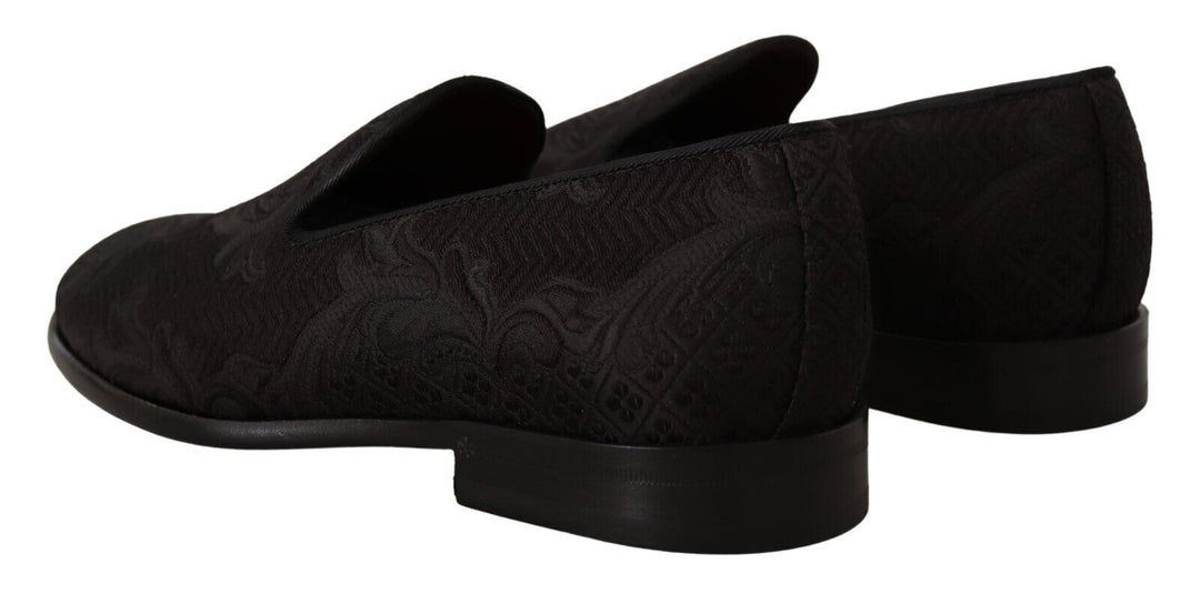 Dolce &amp; Gabbana Sample Sale Dolce &amp; Gabbana Black Floral Brocade Slippers Loafers Shoes - | Designer outlet