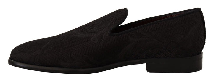 Dolce &amp; Gabbana Sample Sale Dolce &amp; Gabbana Black Floral Brocade Slippers Loafers Shoes - | Designer outlet
