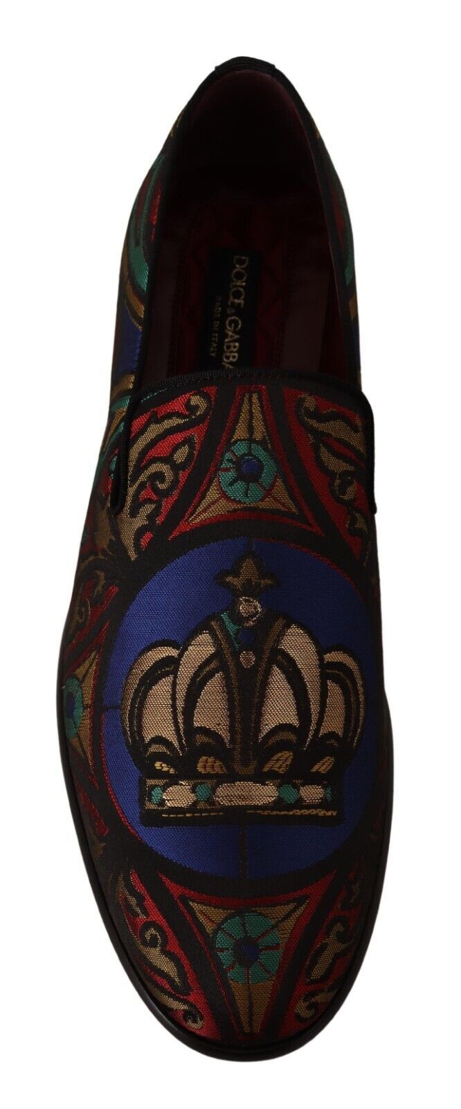 Dolce &amp; Gabbana Sample Sale Dolce &amp; Gabbana Multicolor Jacquard Crown Slippers Loafers Shoes - | Designer outlet