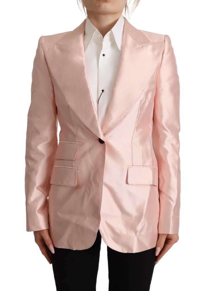 Dolce & Gabbana - Dolce & Gabbana Elegant Pink Silk Blazer Jacket - JKT3293 - 36 - Ask Me Wear