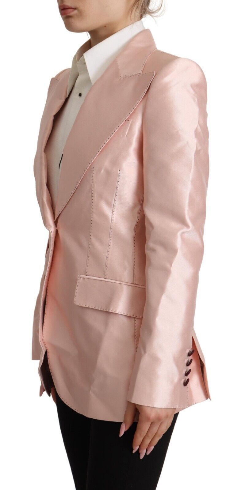 Dolce & Gabbana - Dolce & Gabbana Elegant Pink Silk Blazer Jacket - JKT3293 - 36 - Ask Me Wear