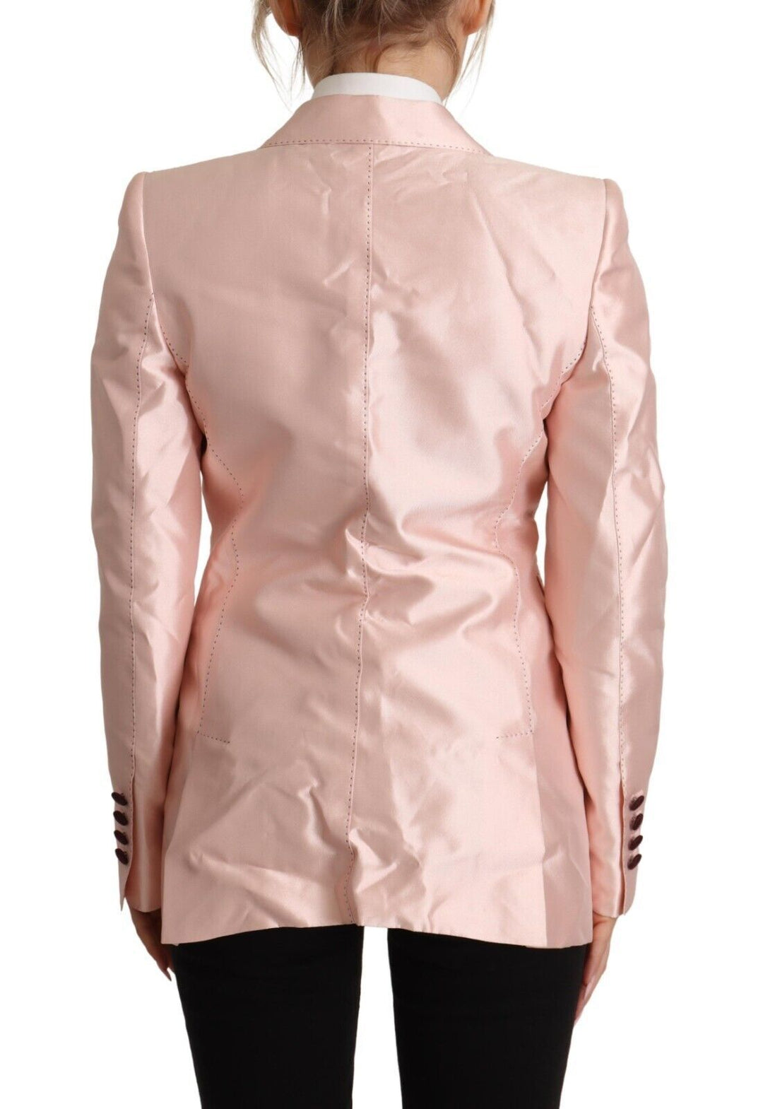 Dolce & Gabbana - Dolce & Gabbana Elegant Pink Silk Blazer Jacket - JKT3293 - 36 - Ask Me Wear