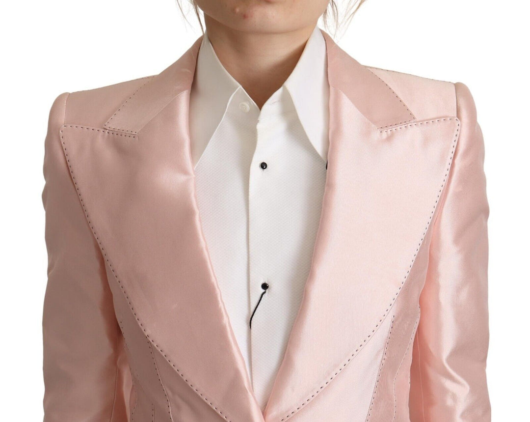 Dolce & Gabbana - Dolce & Gabbana Elegant Pink Silk Blazer Jacket - JKT3293 - 36 - Ask Me Wear